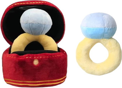 Squeaky Stuffed Engagement Ring Shape Dog Chew Toy Soft Cleaning Massage Supplies Pet Plush Ring Molar Pet Supplies