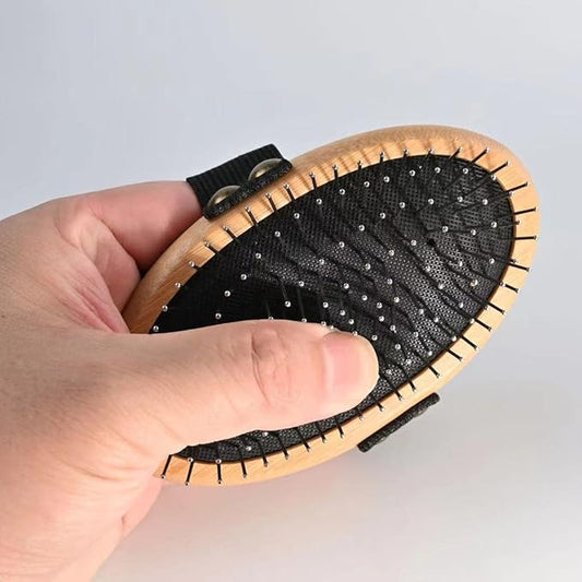 Bamboo Palm Ball Pin Brush for Small Dog & Cat Grooming Massaging Shedding and Bath Metal Pin Pets Tools