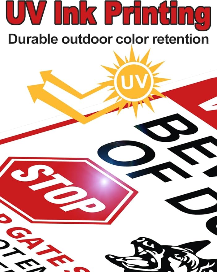 2 Pack Beware of Dog Signs, 13x9.9 inch Reflective Tin Sign Beware of Dog for Fence, Do Not Enter Sign Great for Garden and Yard Wall Decor