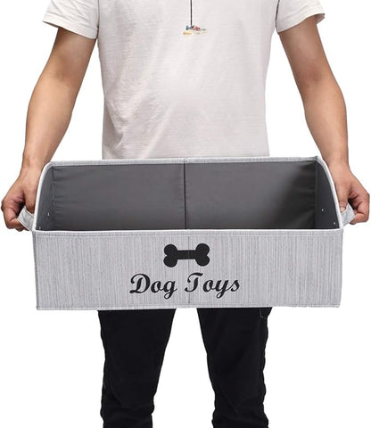 Morezi Dog Toy Basket - Organize Pet Toys, Blankets, Leashes, Chews in Living Room, Playroom, Closet, Shelf - Grey