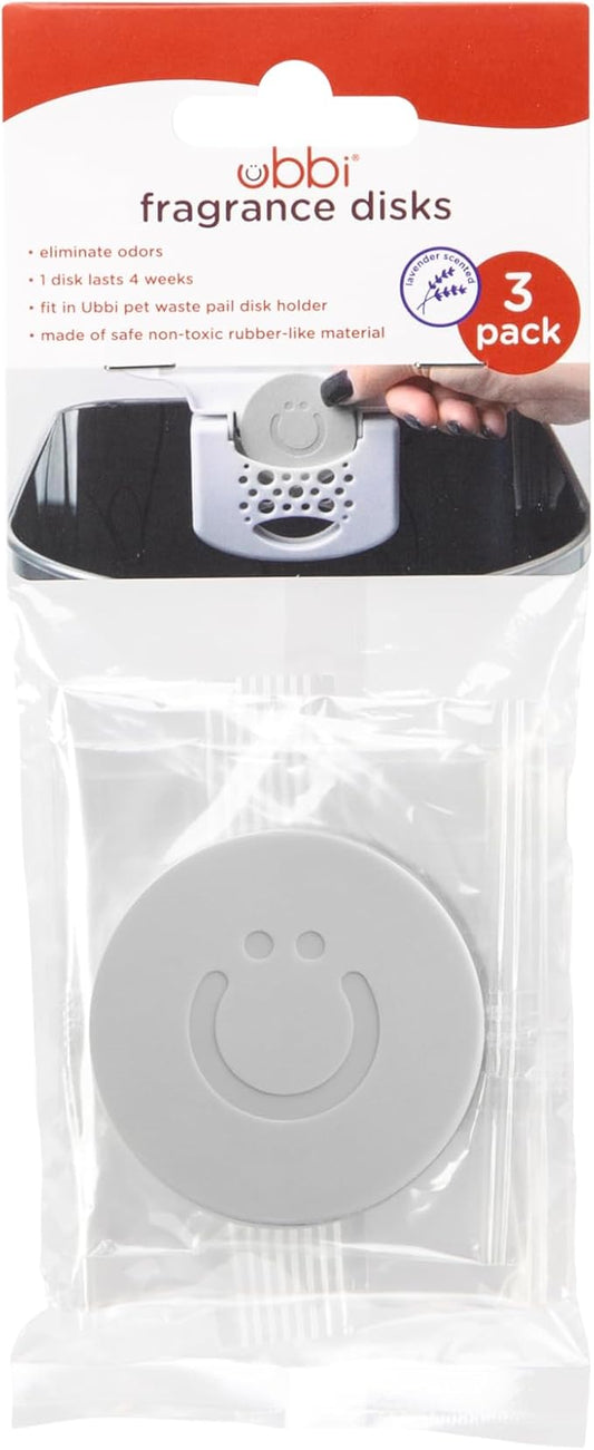 Ubbi Pet Odor Fragrance Disks, Solid Odor Eliminator Gel Air Freshener for Pet Areas, Lavender Scent, Compatible with Ubbi Pet Waste Pail, 3 Pack