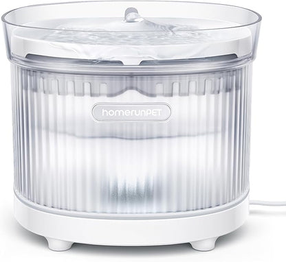 HomeRunPet Cat Water Fountain with Wireless Pump, Porcelain-Tray Pet Water Fountain Indoor, Detachable Design for Easy Cleaning, Ultra Quiet Cat Water Bowl, Filter Included, 2L/68oz