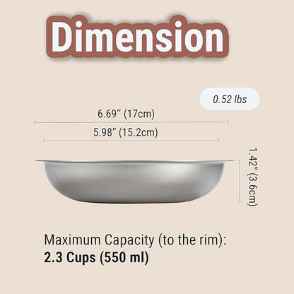 PEDAY 18/8 Stainless Steel Cat Bowls, Whisker Friendly, Human Grade, Dishwasher Safe, Easy to Clean, Pack of 2, Each Holds 2.3 Cup
