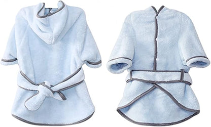 Dog Bathrobe, Microfiber Fast Drying Absorbent Hooded Bath Towel White for Puppy Small Medium Large Dog Cat (XL, LightCyan)