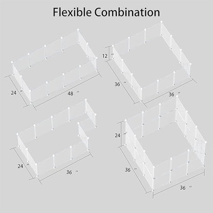 Transparent Clear Small Animal Playpen, Guinea Pig Cages, Puppy Dog Playpen, Pet Playpen, Rabbit Bunny Indoor Outdoor Fence Pen Enclosure, White Clear Plastic Playpen,12 X 12 Inch, 24 Panels