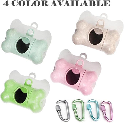 Dog Poop Pickup Bags Holder Dispenser with 1 Roll Random Color Leak-proof Scented Doggy Waste Bags and Carabiner with Safety Lock Plus Hook and Loop Fastener Never Loose on Leash Lead Again (Pink)