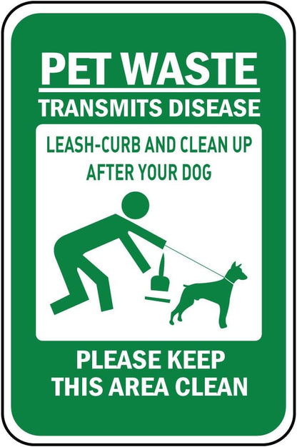 Pet Waste Transmits Disease Leash-Curb Clean Up Dog Keep Clean SVinyl Sticker Decal 8"