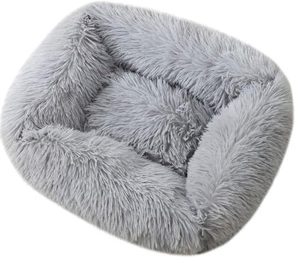 La La Pet® Donut Dog Cat Bed Cozy Cave Pet Bed Burrow Dog Bed Calming Cuddler Self-Warming Pet Bed Soft Plush Pet Cushion Improved Sleep for Cats Small Medium Dogs Gray L