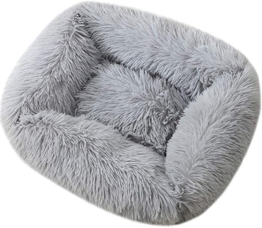 La La Pet® Donut Dog Cat Bed Cozy Cave Pet Bed Burrow Dog Bed Calming Cuddler Self-Warming Pet Bed Soft Plush Pet Cushion Improved Sleep for Cats Small Medium Dogs Gray XS