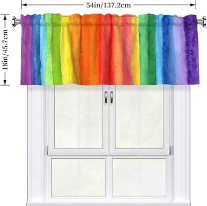 Rainbow Curtain Valance Short Rod Pocket Window Treatment for Living Room Bedroom Kitchen Bathroom 1 Panel 54" W x 18" L