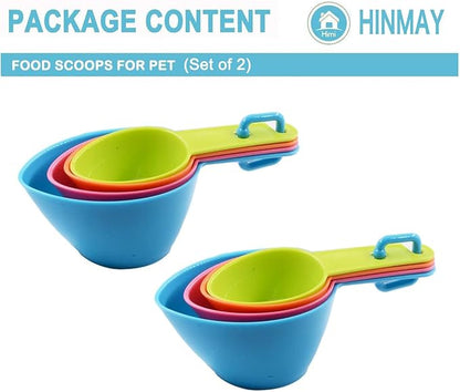 Pet Food Scoops Plastic Measuring Cups Set for Dog Cat and Bird Food, Set of 2