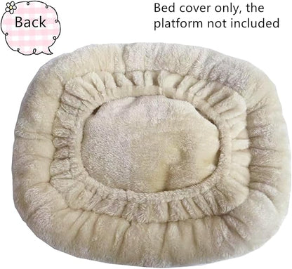 SHENGOCASE Cat Tree Tower Accessories Replacement Parts Top Cushion Bed Cover for Cat Perch with Elastic Band (15.7" x 15.7", Beige)