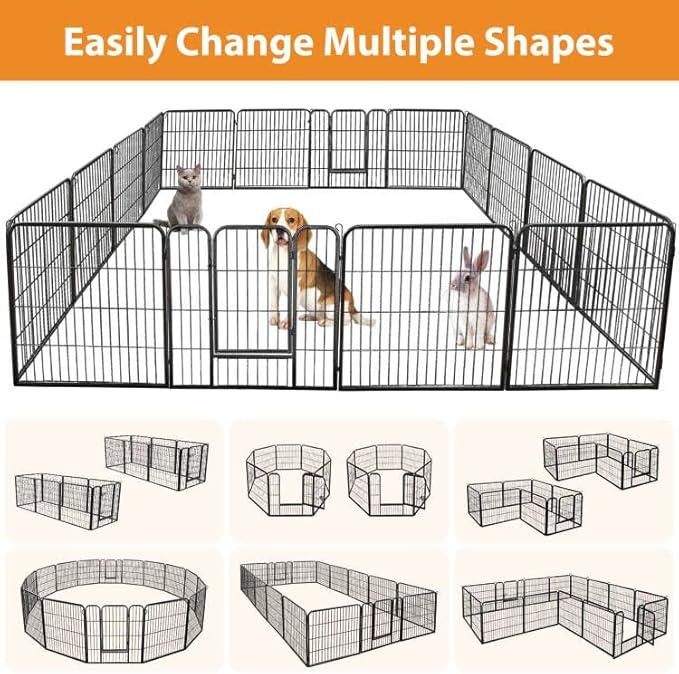 ZENY Dog Playpen Outdoor, Indoor Pet Pen, 16 Panels Dog Fence for Small/Medium Dogs, 32 Inch Heavy Duty Pet Exercise Pen for Rabbit/Puppy/Small Animals Portable Playpen for Yard, RV, Camping