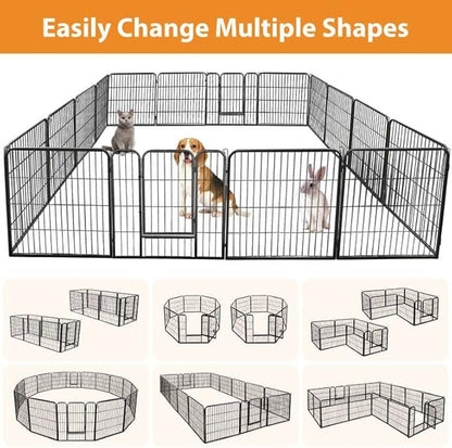 ZENY Dog Playpen Outdoor, Indoor Pet Pen, 16 Panels Dog Fence for Small/Medium Dogs, 32 Inch Heavy Duty Pet Exercise Pen for Rabbit/Puppy/Small Animals Portable Playpen for Yard, RV, Camping