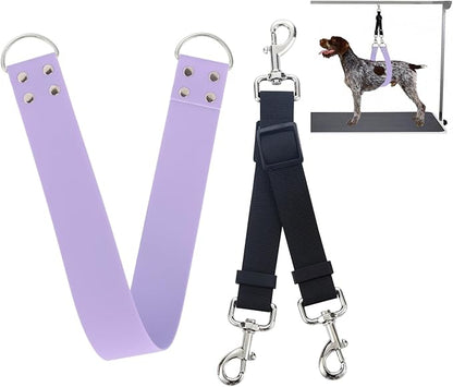 Pet Dog Grooming Belly Strap – 2 Inch Wide Waterproof PVC Belly Support Band Grooming Loop Restraint for Pet Bathing and Grooming(Lilac-Short)