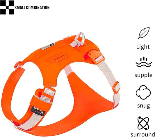 Lightweight Dog Harness, Large to Very Large Breeds, Adjustable Fit.Pet Harness with Pocket, Dog Training Harness for Outdoor Walking Running, Hiking (Orange, XL)