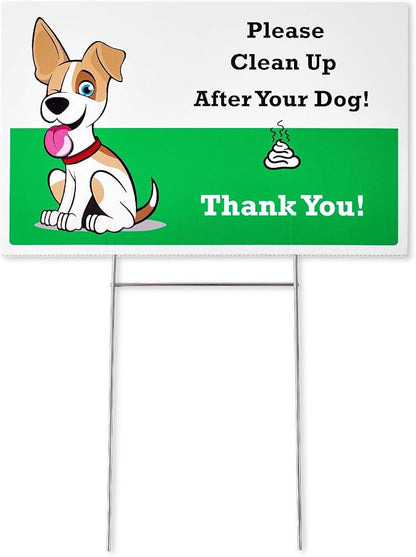 Mr. Pen- No Pooping Dog Signs for Yard, Clean Up After Your Dog Signs with H-Stake Stand, Waterproof