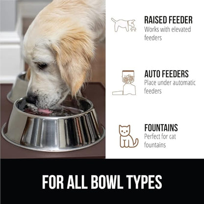 GORILLA GRIP 100% Waterproof Raised Edge BPA Free Silicone Pet Feeding Mat, Dog Cat Food Mats Contain Spills Protects Floors, Placemats for Cats and Dogs Water Bowl, Pets Accessories 28x18 Brown