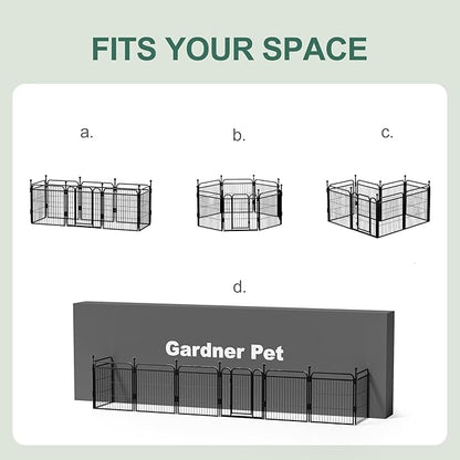 Gardner Pet Dog Playpens, 32" H 8 Panels Dog Pen Outdoor/Indoor Dog Fence Exercise Pen for Small/Medium/Large Dogs, Foldable Pet Play Yard Gate with Gravity Automatic Lock, Pet Playpen, Black
