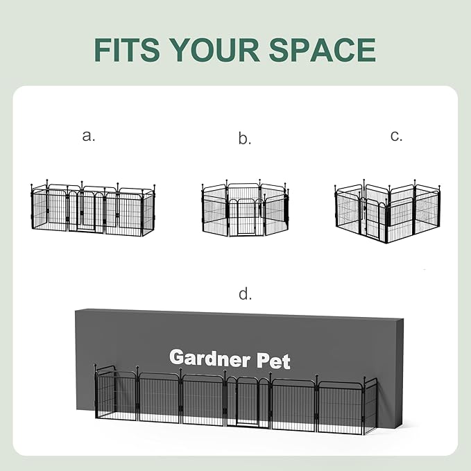 Gardner Pet Dog Playpens, 40" H 8 Panels Dog Pen Outdoor/Indoor Dog Fence Exercise Pen for Small/Medium/Large Dogs, Foldable Pet Play Yard Gate with Gravity Automatic Lock, Pet Playpen, Black