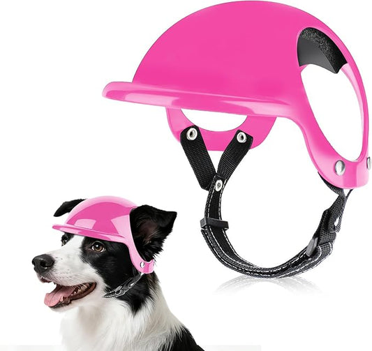 Medium Dog Helmet with Ear Holes - Adjustable, Lightweight, Hard Pink Pet Helmet for Outdoor Activities/Motorcycle/Bike