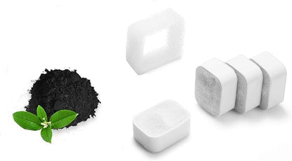 iPettie Replacement Filters for Tritone and Fiumi Ceramic Fountain | 4 Carbon Filters and 1 Foam Filter