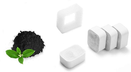 iPettie Replacement Filters for Tritone and Fiumi Ceramic Fountain | 4 Carbon Filters and 1 Foam Filter