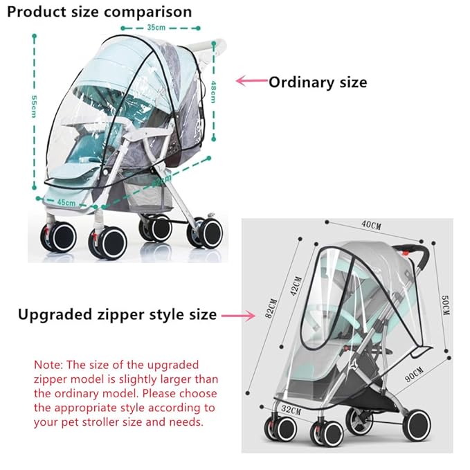 Unisize Pet Stroller Rain Cover - Foldable Clear Protection for Snow, Rain, Wind - Suitable for Various Pet Stroller Models