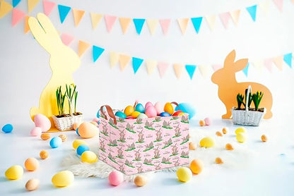 CLOCOR Rectangular Easter Basket Empty,Colorful Easter Eggs Basket for Kids,Waterproof Storage Basket with Handles,Gift Basket(Colorful Eggs)