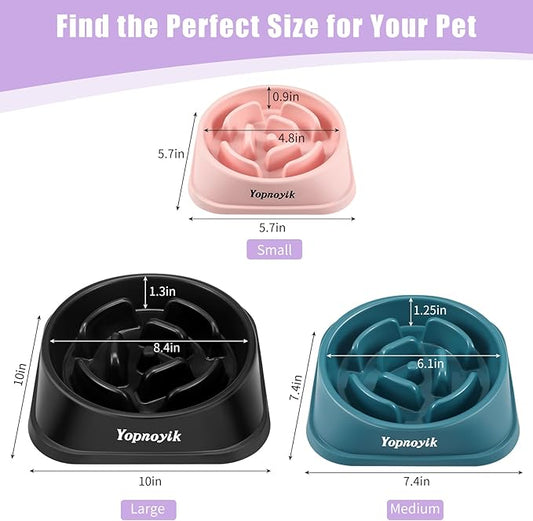 2 Pack Slow Feeder Dog Bowls for Healthy Eating, Non-Slip and Anti-Choking Design, Reduces Bloating & Overeating for Medium Dogs and Cats, Easy to Clean