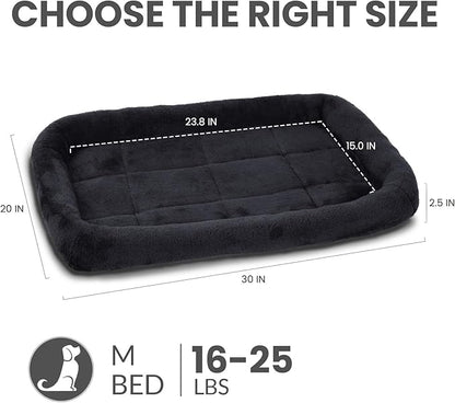 Patas Lague Bolster Dog Bed for Medium Dogs 30''x20'', Soft Warm Foam Pet Sofa Bed, Machine Washable Pet Cat Crate Mat for Medium Breeds, Black