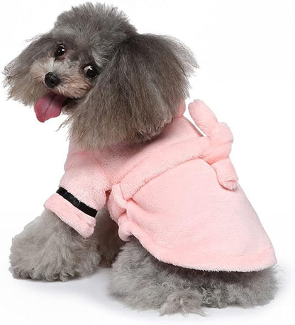 Dog Drying Robe Coat Super Absorbent Soft, Fast Drying Pet Dog Bathrobe Towel with Adjustable Waistbelt