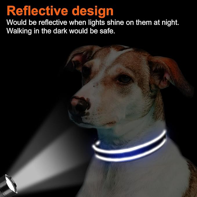 Joytale Reflective Dog Collar, Soft Neoprene Padded, Metal D-Ring, Nylon Pet Collar Adjustable for Puppy and Small Dogs, Navy Blue, XS