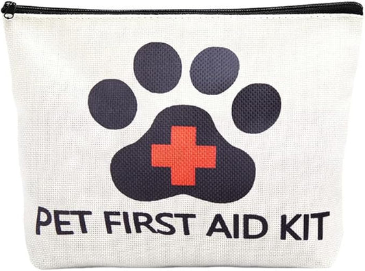 Empty Pet First Aid Kit Makeup Bag for Dog Puppy Owner Travel Medical Pill Med Bag Cavas First Aid Pouch Emergency Bag Adventure Medical Kit for Traveller Dog Person Toiletry Storage Pouch