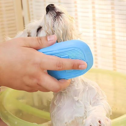 Dog Bath Brush, Pet Silicone Shampoo Brush, Rubber Shower Wash Curry Brush, Soft Shedding Bathing Brush Removes Loose & Shed Fur, for Short Long Haired Dogs Cats Massage Comb