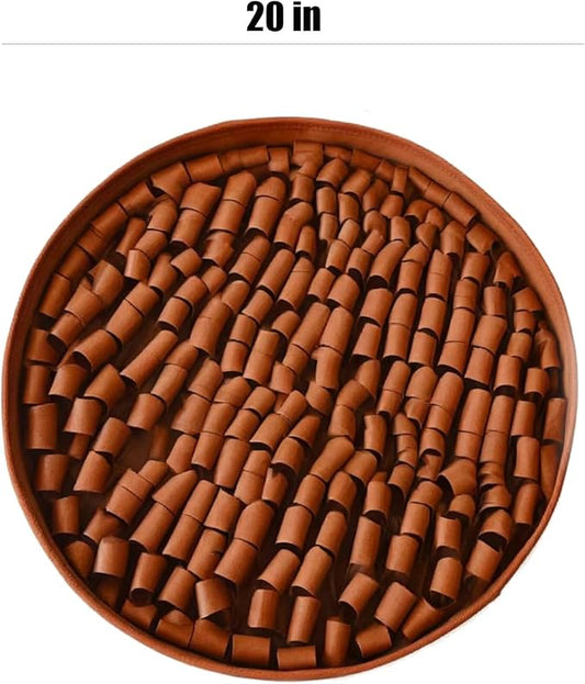 Snuffle Mat for Dogs Large Breed - 20 Inch Round Dog Sniffing Mat with 3 Suction Cups & Non-Slip Base, Slow Feeder Puzzle Toy for Mental Stimulation, Anxiety Relief, Durable Machine Washable (Brown)