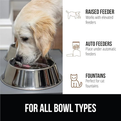 GORILLA GRIP 100% Waterproof Raised Edge BPA Free Silicone Pet Feeding Mat, Dog Cat Food Mats Contain Spills Protects Floors, Placemats for Cats and Dogs Water Bowl, Pets Accessories 32x24 Gray