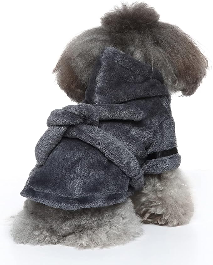 Dog Drying Robe Coat Super Absorbent Soft, Fast Drying Pet Dog Bathrobe Towel with Adjustable Waistbelt