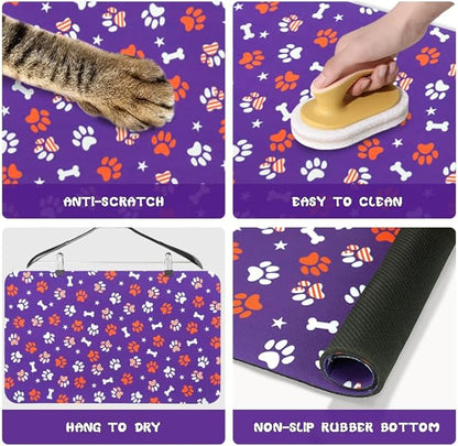 4th of July Dog Food Mats for Floors Waterproof, Cat Water Bowl Mats Pet Feeding Absorbent Placemats 12 * 20 inch