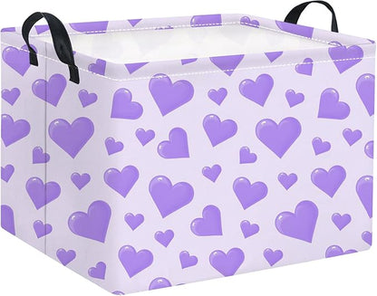 Rectangular Valentines Basket for Women Girls Storage Bin Organizer Box Shelf Room Decor(Purple Heart)