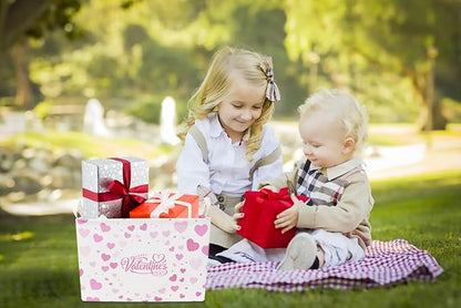 CLOCOR Rectangular Valentines Basket Empty,Toys Storage Basket,Waterproof Gift Basket,Room Decor(Valentine Basket)