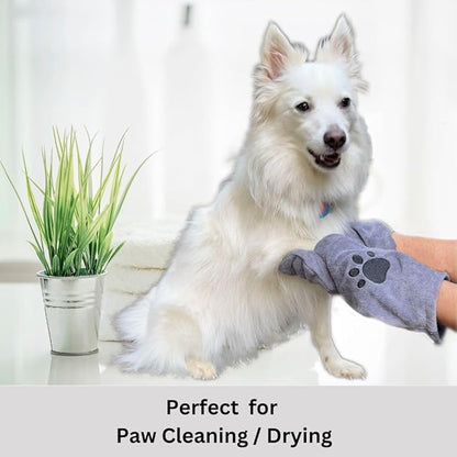 Penny & Niko Microfiber Pet Towel Mitts - Paw Cleaning and Drying Mitts/Gloves for Dogs and Cats (Gray, Large - 2 Pack)