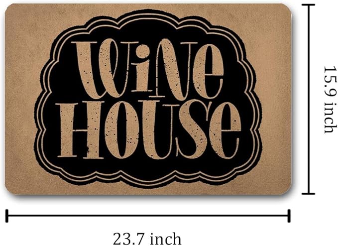 Funny Welcome Doormat (23.7 in X 15.6 in) Anti-Slip Rubber Back Entrance Way Indoor Front Porch Decor Rugs House Warming Gift (Wine House)