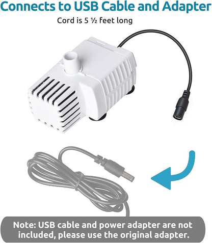 ORSDA Cat Water Fountain Pump for D30 / D60 Fountain, Water Pump Replacement No LED Light, Pet Water Fountain Motor Replacement for Stainless Steel Cat Dog Water Dispenser (Water Pump)