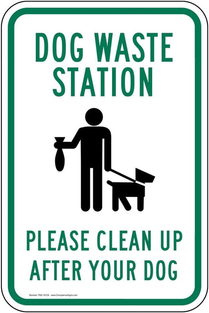 ComplianceSigns.com Dog Waste Station Please Clean Up After Your Dog Reflective Label Decal, 18x12 inch Vinyl for Pets/Pet Waste, Made in USA