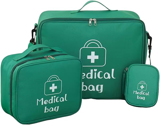 Red First Aid Bag Empty 1st Aid Bag Medical Travel Case Emergency Storage Compact Medicine Bags for Car Office Kitchen Sport Outdoors Camping Hiking Pet (Green L)