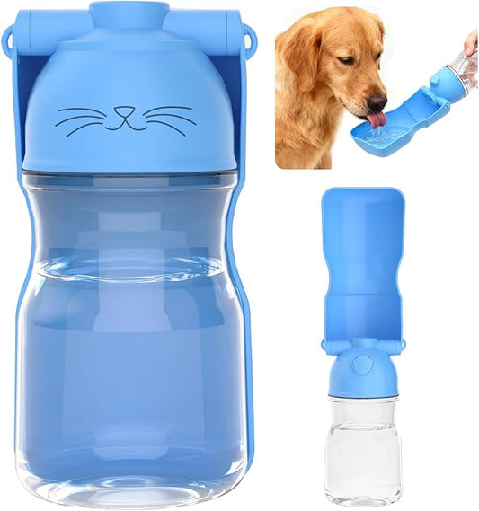 Dog Water Bottle, Portable Leak-Proof Water Dispenser with Drinking Bowl for Dogs and Cats, Travel Puppy Fountain Pet Water Bottle for Hiking Walking Outdoor (A012B-blue)