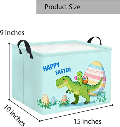 Rectangular Easter Basket for Home Kitchen Baby Girls Basket Cute Storage Bin Organizer Shelf Book Room Decor(Cute Dinosaur)