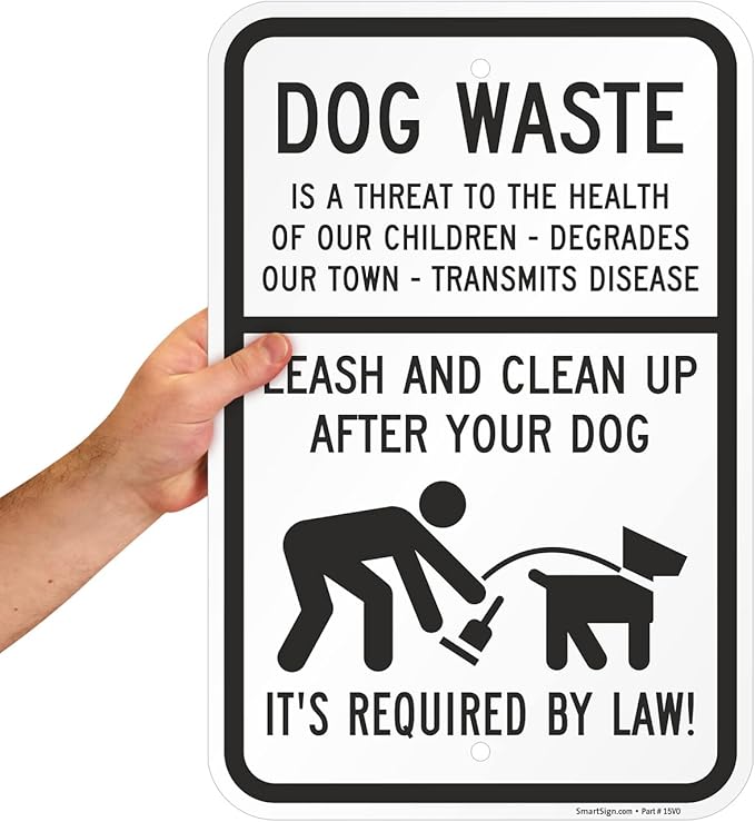 SmartSign "Dog Waste Is A Threat, Leash And Clean Up After Your Dog" Sign | 12" x 18" Aluminum