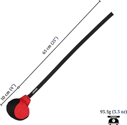 Dingo Gear French Linen Ball for Dog Training, as Reward for Fetch tug of war, with Long Handle, Handmade, red-Black S02813